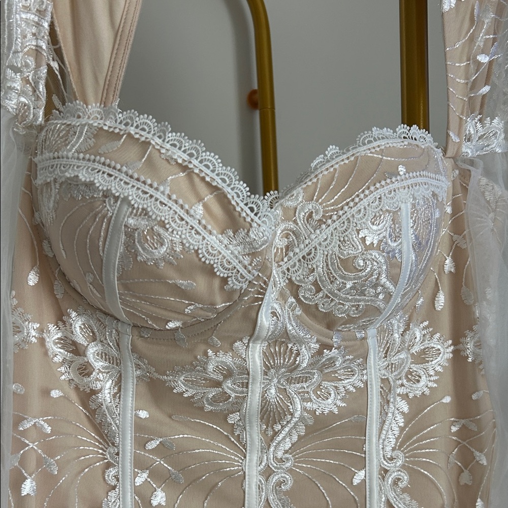 Fashion Nova White and Cream Lace Mini Dress - Picture 2 of 4